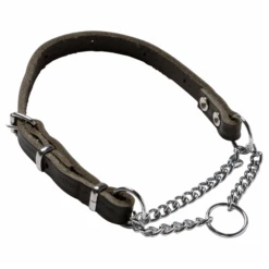 Adori Hondensliphalsband Verstelbaar Met Ketting Leer Bruin 50 X 1 Cm